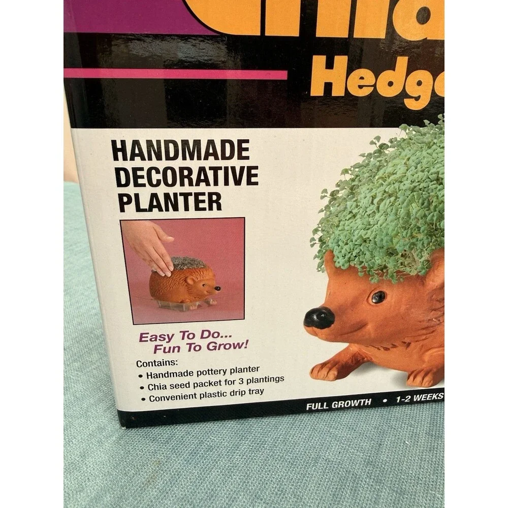 Chia Pet Hedgehog Decorative Pottery Planter with Seed Pack, Terra Cotta, NEW